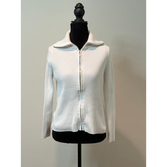 White Zipper Front Cardigan - Picture 1 of 4